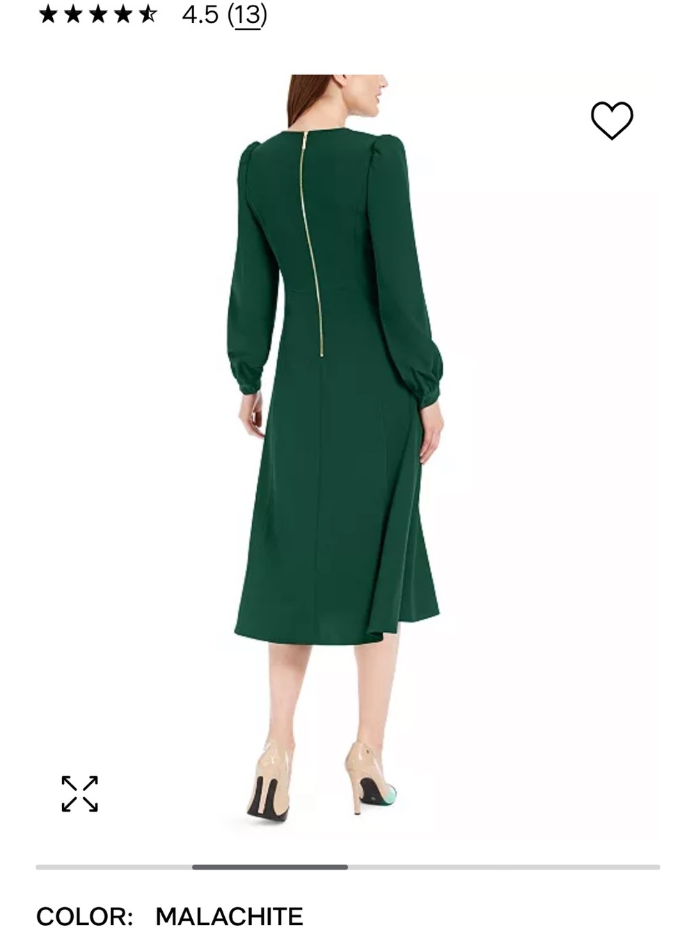 Classic Long Sleeve Forest Green Midi Dress - Picture 6 of 10